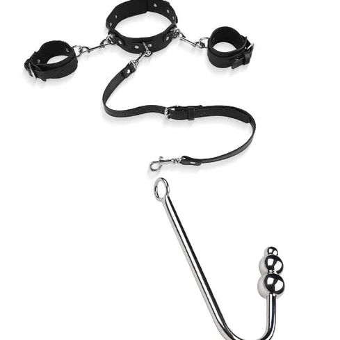 Elegant 5334 Collar and Cuffs Beaded Anal with Hook 0617